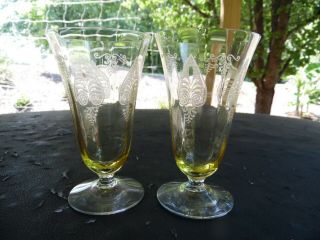 Vintage Fostoria Trojan Topaz Tumbler / 5 7/8 " Iced Tea Glasses