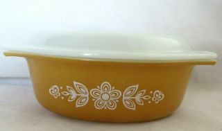 Vintage Pyrex Oval Casserole Dish Lid 1.  5 Qt In Golden Butterfly 043