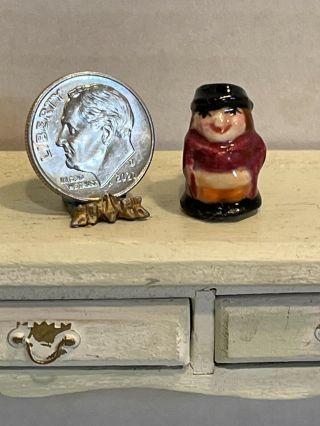 Vintage Artisan Signed Porcelain Jolly Toby Pitcher Dollhouse Miniature 1:12 2