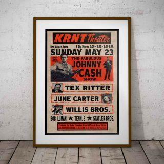 Johnny Cash Krnt Theater 1966 Concert Poster Framed Or 3 Print Options Excl.
