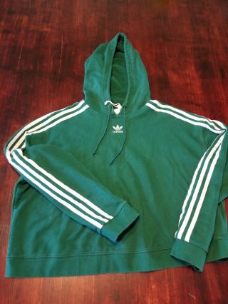 Adidas Vintage Women’s Hoodie Pullover Cropped Green Size Large
