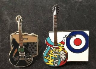 The Jam / Paul Weller Guitar & Amp Set Of Enamel Pin Badges X 2 - Ltd Edition