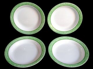 Set Of 4 Corelle Green Crackle 8 1/2 " Flat Rim Soup Salad Pasta Bowls
