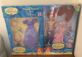 Disney’s Princess Mermaid Ariel Gift Set Doll Dress N Play Purple Vhtf Nrfb