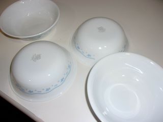 4 Corelle By Corning Morning Blue Flowers 6 1/4 " Soup Cereal Bowl