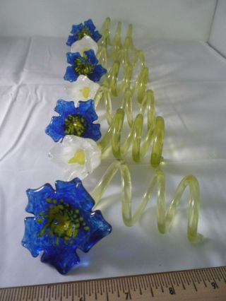 Blown Glass Flower Napkin Rings - Set Of Eight