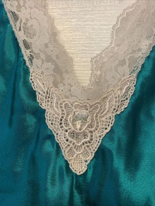 Vintage Val Mode Lingerie Chemise Nightgown Satin V - Neck Lace Trim Sz 1x Gorgeou