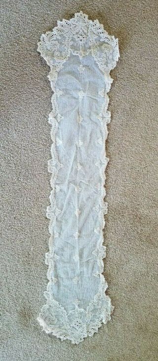 Antique/vintage Netting & Lace Dresser Scarf/runner Off White 7 " X 36 "