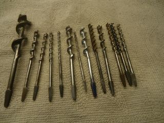 Antique Tools Brace Bit Hand Drill Auger Drilling Bits Vintage Woodwork Usa
