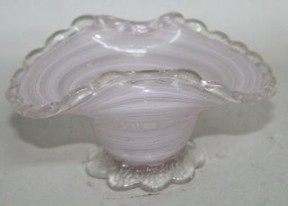 Antique Venetian Glass Murano Pink Swirl Glass Bowl