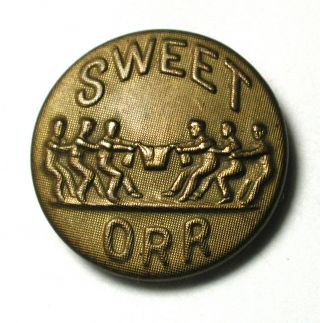 Antique Work Clothes Button Sweet Orr Verbal & Tug Of War Scene 3/4 " 1890s