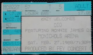Ronnie James Dio Rare Concert Ticket Live Mcnichols Arena 1988 Rainbow