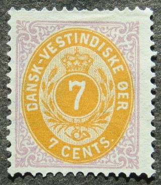 Danish West Indies 1878 Definitive 7c Red/orange Normal,  Mi 8ib Mh