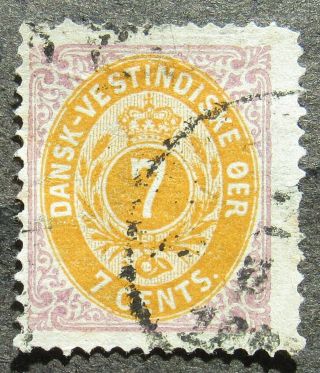 Danish West Indies 1878 Definitive 7c Red/orange Normal,  Mi 8ib Cv=eur120