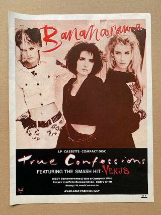 Bananarama True Confessions Memorabilia Music Press Advert From 1987 -