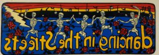Vintage Grateful Dead Skeletons Dancing In The Street Window Sticker Decal