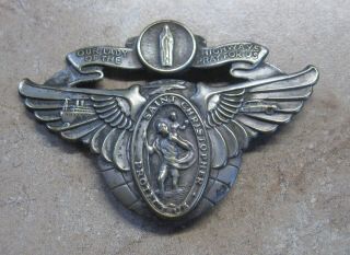 Antique St Christopher Medal Badge Pin Back For Vintage Car