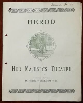 Herod By Stephen Phillips,  Her Majesty’s Theatre Antique Theatre Programme 1900