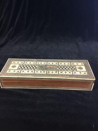 Antique C19th Anglo Indian Sadeliware Vizagapatam Sandalwood Cribbage Dominobox
