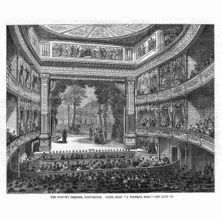 Manchester Scene From A Winters Tale At The Princes Theatre - Antique Print 1869