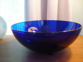 Vintage Cobalt Blue Large Fruit Or Serving Bowl - Estate Fresh - 10 Inch Across