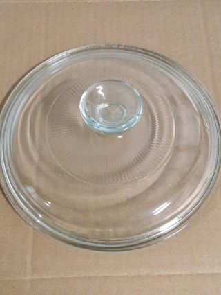 Pyrex G - 5 - C Scalloped Domed 7 1/2 Inch Round Clear Glass Lid Ribbed Center