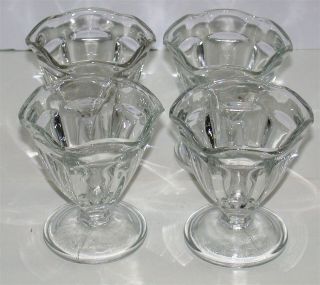 (4) Anchor Hocking Ice Cream Sherbet Glasses / Cups Clear 3.  75 " D X 4 " H