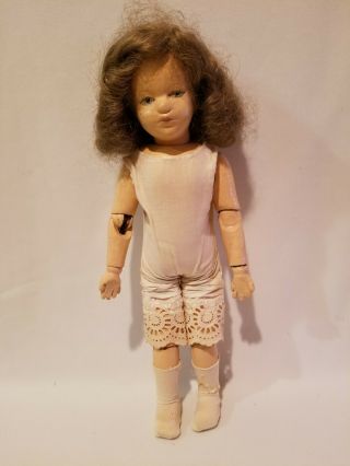 14.  5” Antique Schoenhut Wood Doll Molded Hair Please 3