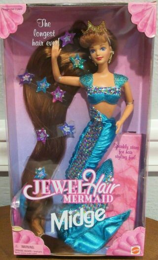 Barbie 1995 " Jewel Hair Mermaid " Midge Doll - Longest Hair Ever -