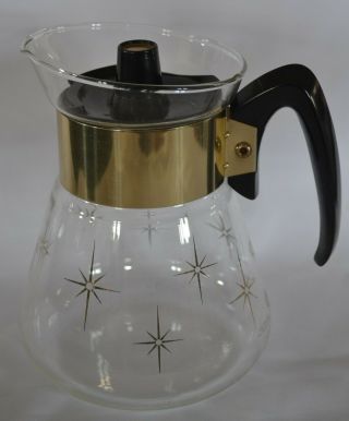 Vintage Pyrex Corning 1960s Atomic Star Burst 6 Cup Coffee Pot Carafe Heatproof