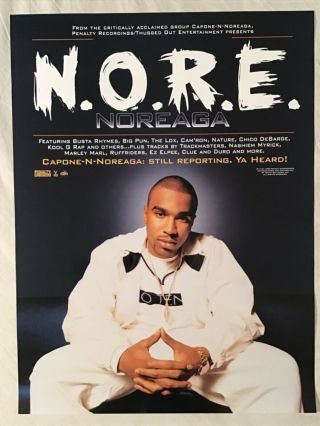 N.  O.  R.  E.  Noreaga Capone - N - Noreaga 1998 Promo Poster Rap Hip Hop