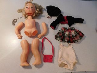Terri Lee Doll 16 " Blonde Hair Brown Eyes Parts/repair Tlc W/ Scottish Clothes