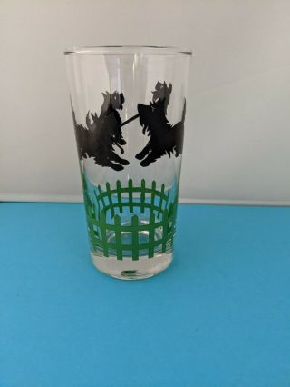 Vintage Scotty Dog Drinking Glass Clear Green Black
