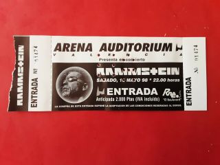 Rammstein,  Spanish Concert Ticket,  Arena AuditÓrium Valencia May 1998