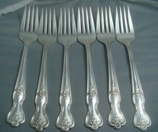 Wm.  Rogers Magnolia Inspiration Silverplate Salad Forks (group Of Six)