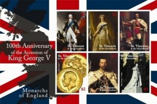 St.  Vincent 2010 - Sc 3718 Accession Of King George V - Sheet Of 6 Stamps - Mnh