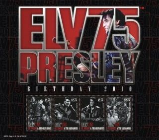 St.  Vincent 2010 - Sc 3698 Elvis Presley 75th Anniv.  - Sheet Of 4 Stamps - Mnh