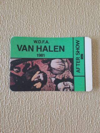 Van Halen 1981 Ater Show Backstage Pass Sticker.