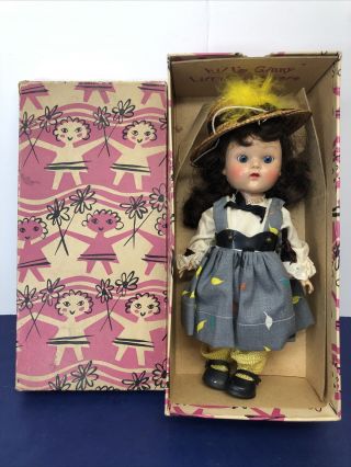 7” Vintage Vogue Ginny Doll Straight Leg Walker Brunette My Tiny Miss 1954 Box R