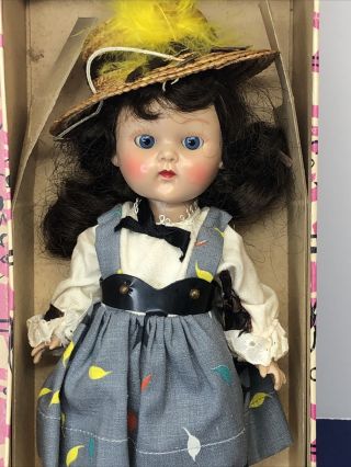 7” Vintage Vogue Ginny Doll Straight Leg Walker Brunette My Tiny Miss 1954 Box R 3