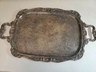 Gorham Ep Yh318 Silverplate Large Serving Tray Platter Handles Heavy 25.  5 " X 15 "