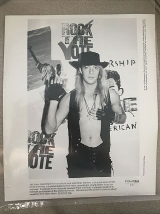 Jani Lane Warrant Rock The Vote 1991 Photo By Anna Maria Disanto B&w 8x10 Print