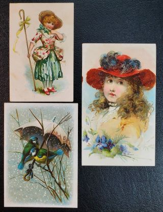 Antique Victorian Advertising Trade Cards Lion Coffee - A Picture Card - Set Of 3