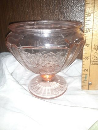 Vintage Light Pink Candy Dish Depression Glass Etched Flowers - Missing Lid