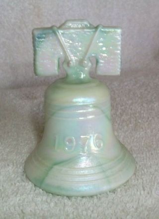 Vintage Joe St.  Clair Liberty Bell Paperweight ; Iridescent Green Color