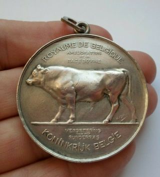 Antique 1906 Belgian Bull Cattle Livestock Breeder Award Medal