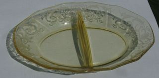 Fostoria Versailles Yellow Glass Two Part Divided Relish Dish - Topaz