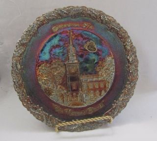 Fenton Carnival Red Glass 1974 Christmas Plate (the Nations Church)