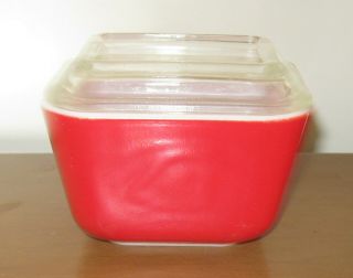 Vintage Red Pyrex Refrigerator Dish With Glass Lid C 501 B - 32