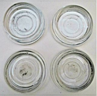 4 Vintage Clear Glass Floor Protectors For Furniture Legs - " 3 " Anchor Hocking